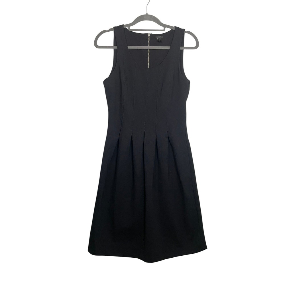 J.Crew Black Fit & Flare Ponte Knit‎ Dress Size 4 Sleeveless Minimalist